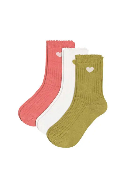 2 paia di cotone jacquard a cuori bambina