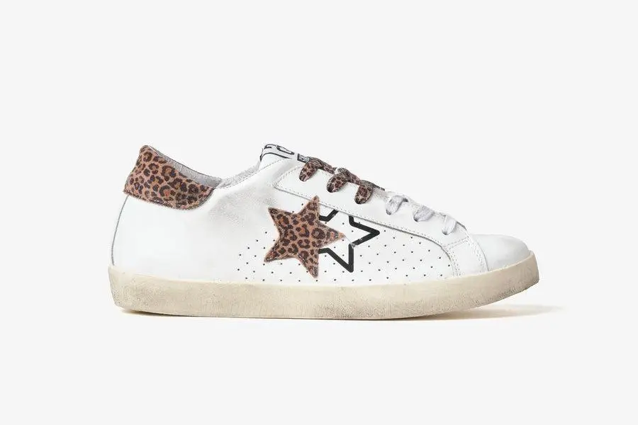 2STAR SNEAKERS PRIME STAR BIANCO/LEOPARDATO