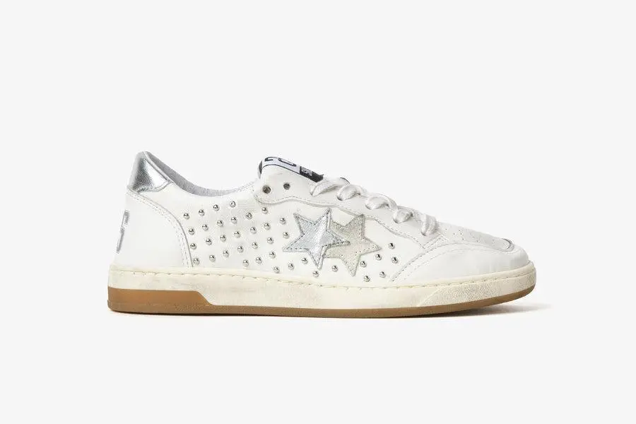 2STAR SNEAKERS WEEK STAR BIANCO/ARGENTO CON BORCHIE