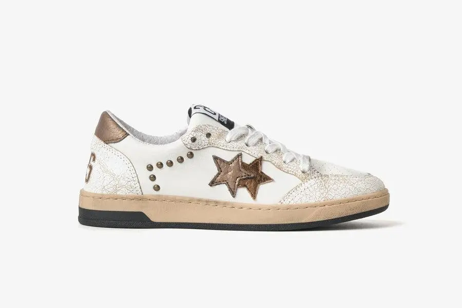 2STAR SNEAKERS WEEK STAR BIANCO/BRONZO CON BORCHIE