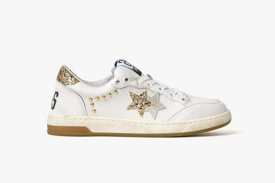 2STAR SNEAKERS WEEK STAR BIANCO/ORO CON BORCHIE
