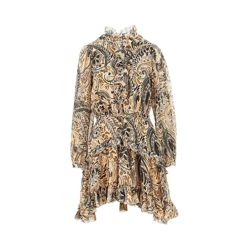 Abito corto con stampa Paisley floreale