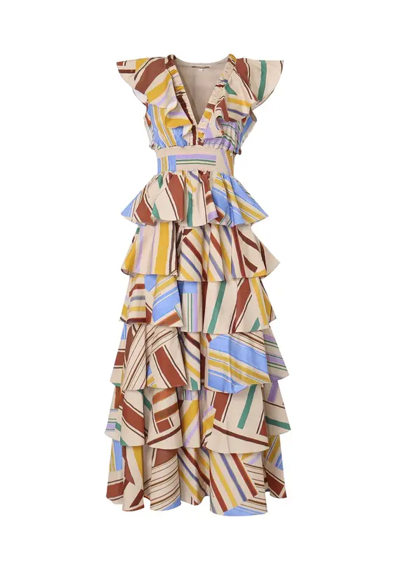 Abito Kocca con Gonna a Balze / Multicolor
