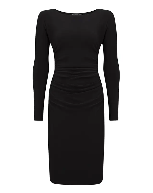 Abito Long Sleeve Shirred Waist nero