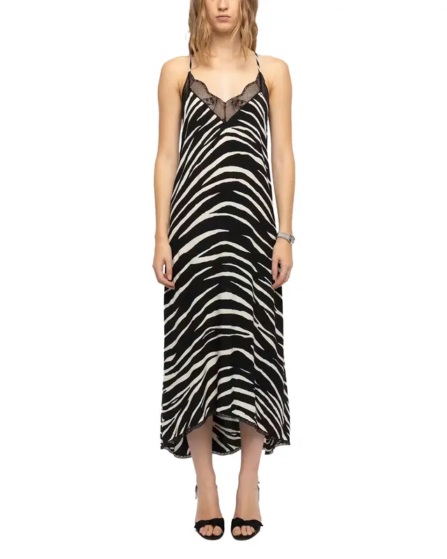 Abito lungo Risty Soft Zebra nero