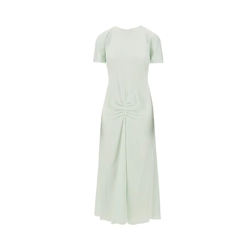 Abito midi in crepe satin con arricciatura