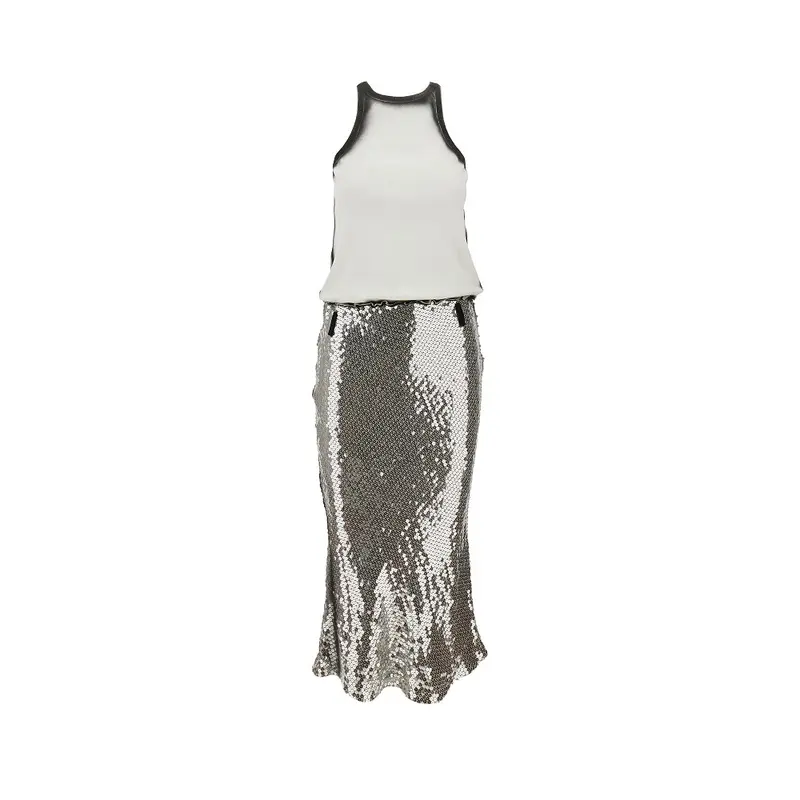 Abito midi in jersey e paillettes