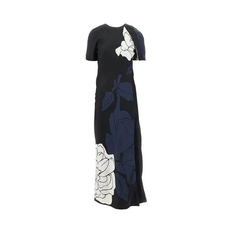 Abito midi in viscosa floreale con spacco