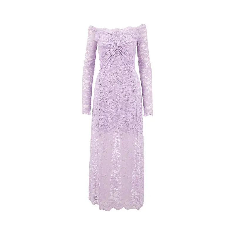 Abito off-the-shoulder in pizzo