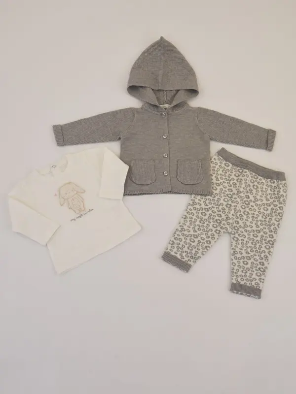 Amore is me Completo Tre Pezzi Cardigan T-shirt e Pantalone
