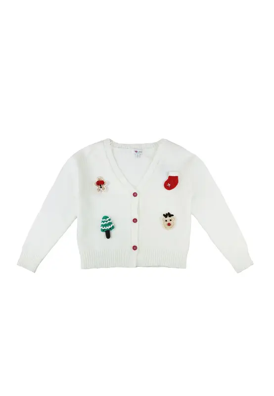Amore is me Maglia Cardigan in Filo con Patch Natalizi