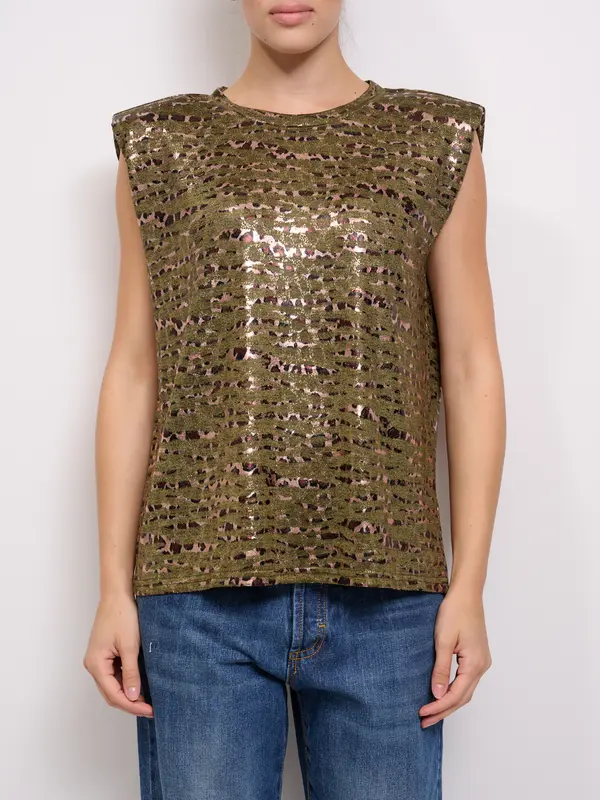 AN GE' - MAGLIA MACULATA SPALLINA - KAKI