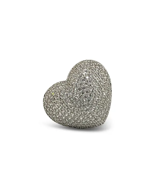 Anello cuore strass argento