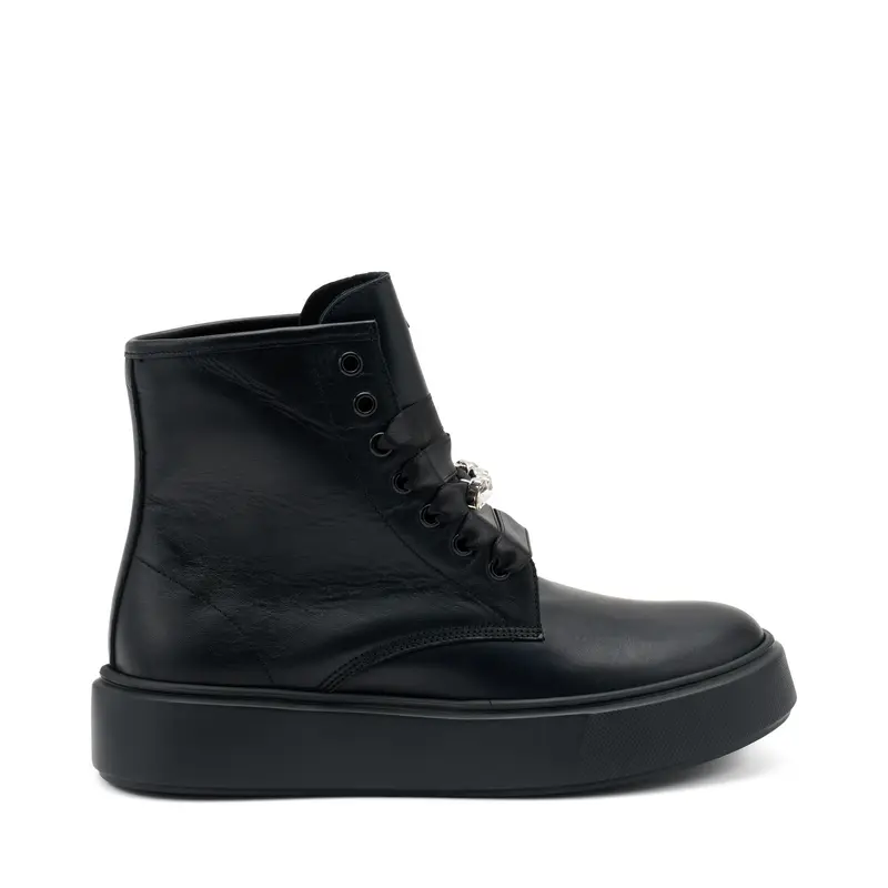 Anfibio in Pelle con Accessorio / Nero