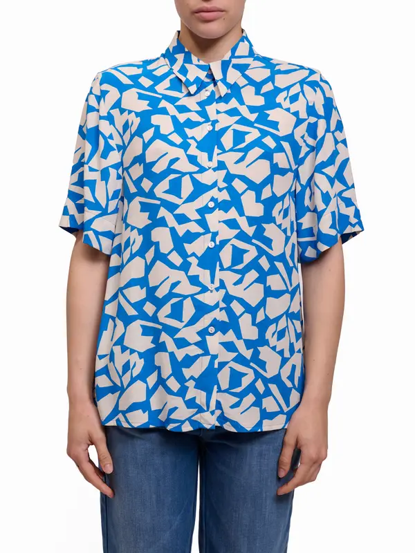 ANG'E - CAMICIA MEZZA MANICA FANTASIA - BLU