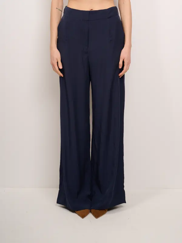 AN'GE - PANTALONE LARGO ELASTICO DIETRO - NAVY