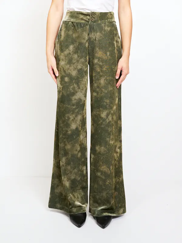 AN'GE - PANTALONE VELLUTO LARGO - KAKI