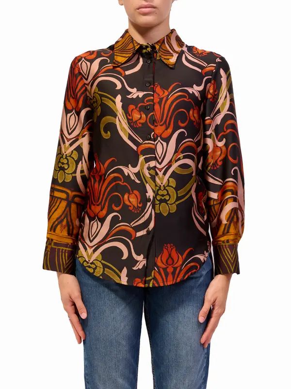ANGELA DAVIS - CAMICIA FANTASIA - ARANCIO