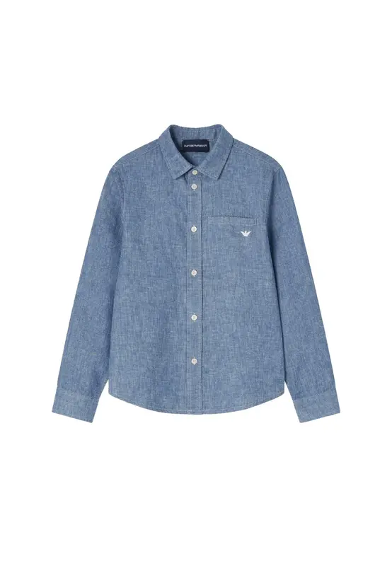 Armani Camicia Celeste Manica Lunga