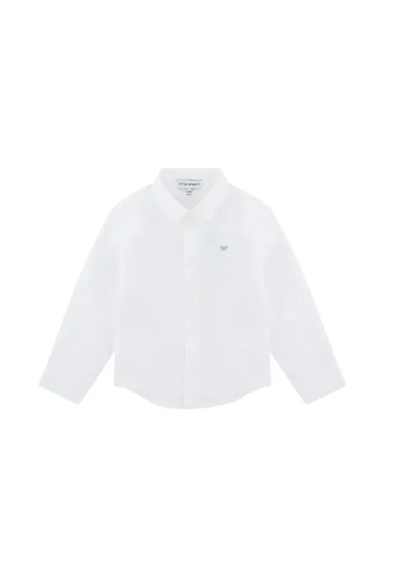 Armani Camicia in Lino Per Neonato Bianca
