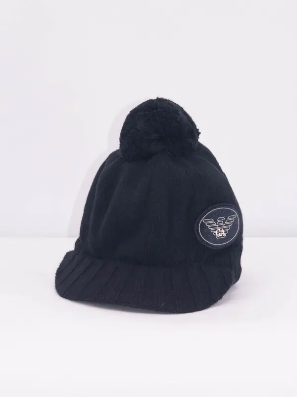 Armani Cappello con Pompon e Applicazione Logo