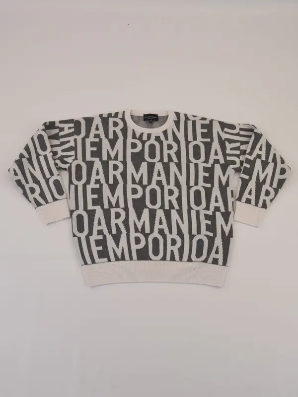 Armani Maglia Girocollo con Logo Jacquard