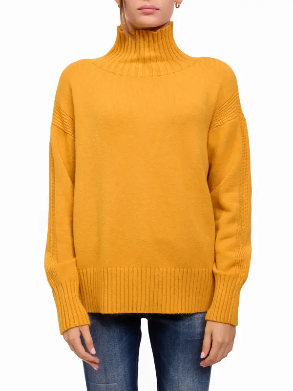 B BY BLACKOUT - MAGLIA COLLO ALTO CON COSTE - GIALLO