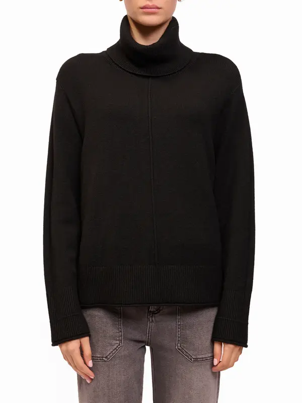 B BY BLACKOUT-MAGLIA COLLO ALTO NERVATURA CENTRALE - NERO