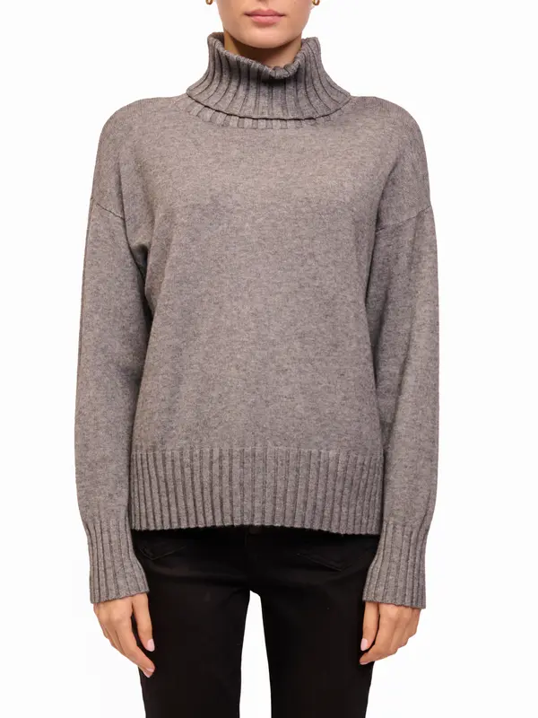 B BY BLACKOUT - MAGLIA COLLO ALTO SPACCHI LATERALI - GRIGIO