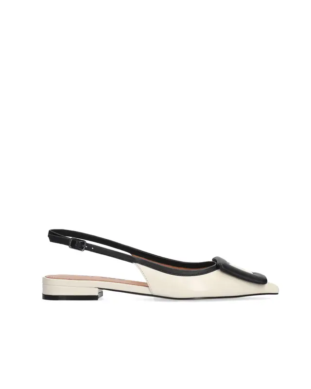 Ballerina Bonnie Flat pelle bianca nera
