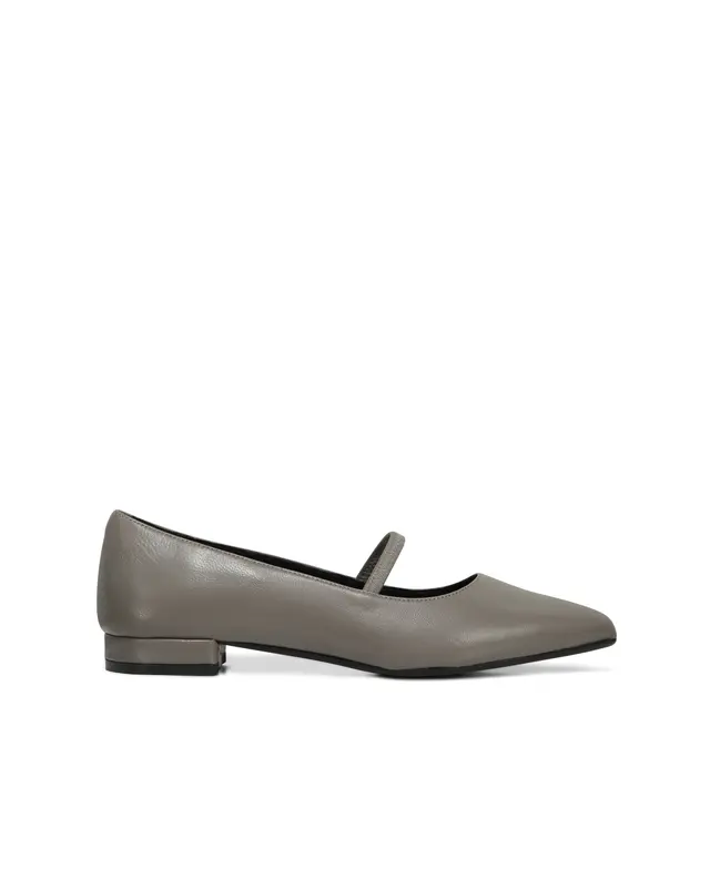 Ballerina con tacco nappa grigia