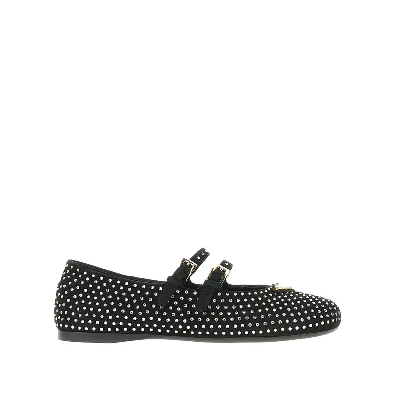Ballerine in pelle scamosciata con strass