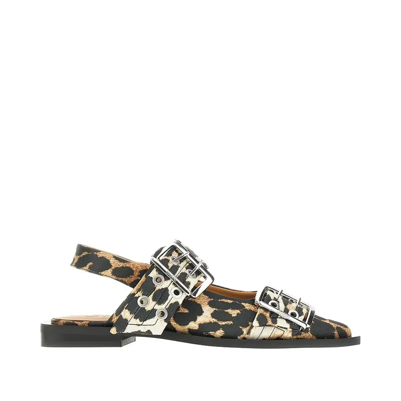 Ballerine slingabck in satin leopardato