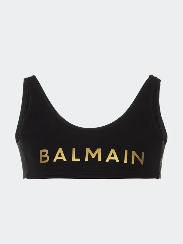 Balmain Top Smanicato con Logo