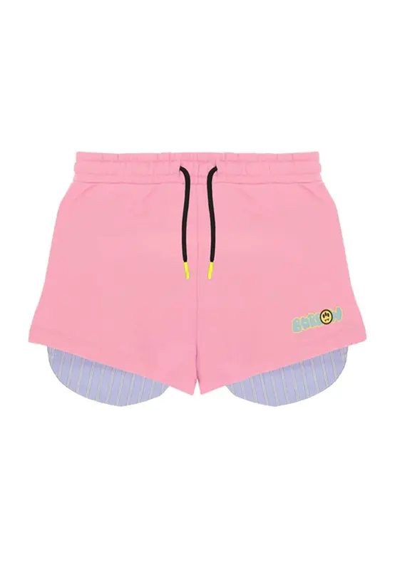 Barrow Shorts Rosa in Felpa con Logo e Smile