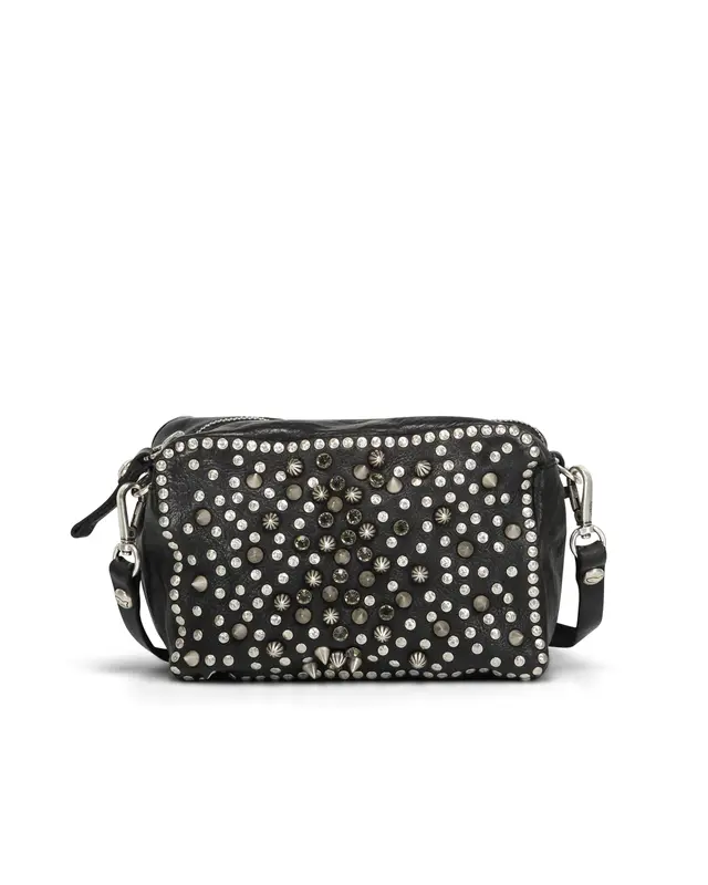 Bauletto Orchidea Borchie Rock pelle nera