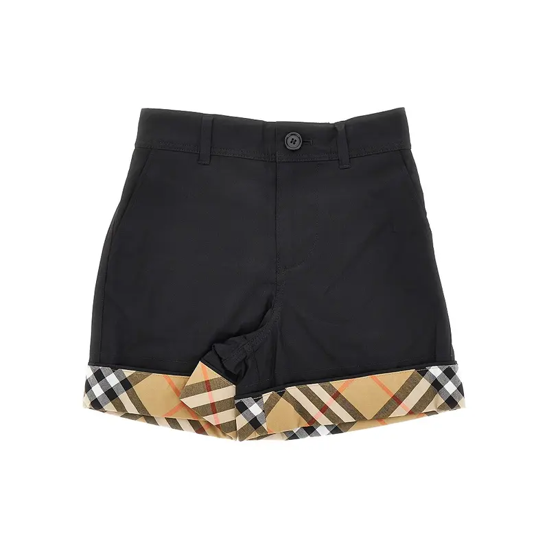 Bermuda in cotone con risvolto Check