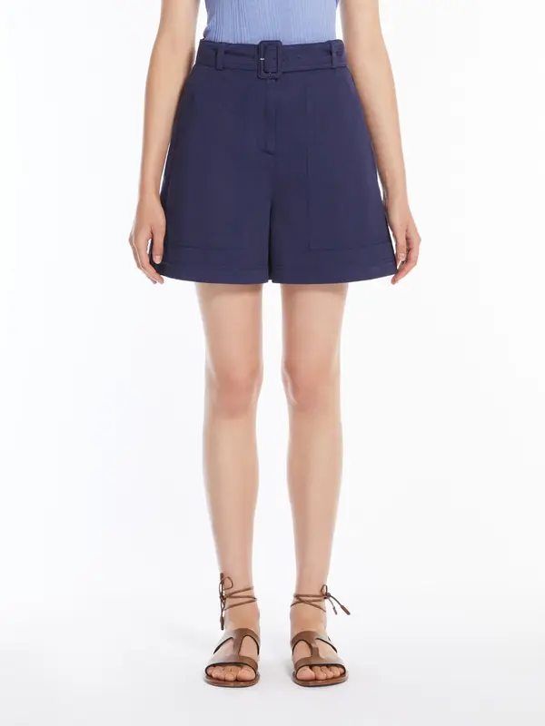 Bermuda in Cotone e Lino / Blu