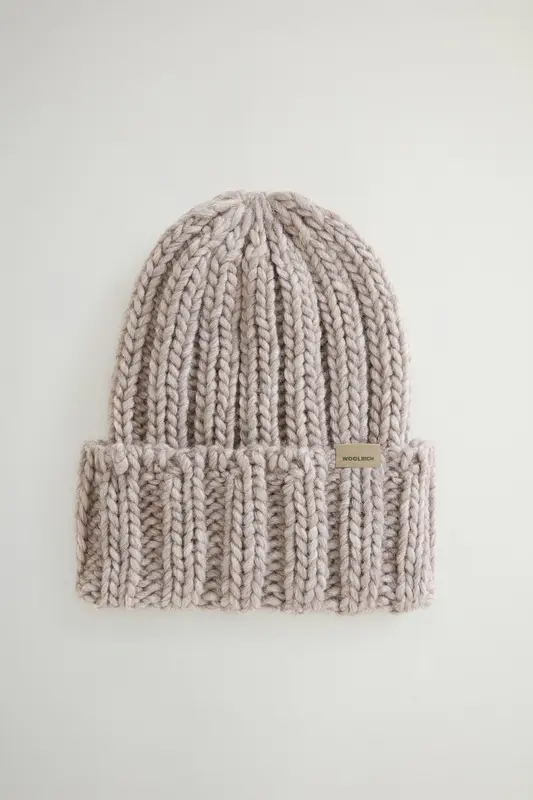 Berretto a Costine in Misto Lana / Beige