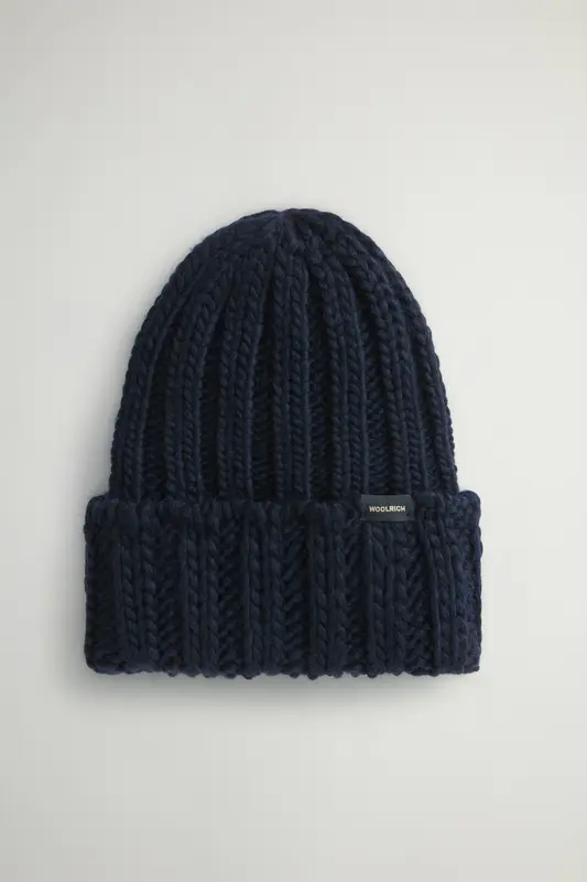 Berretto a Costine in Misto Lana / Blu
