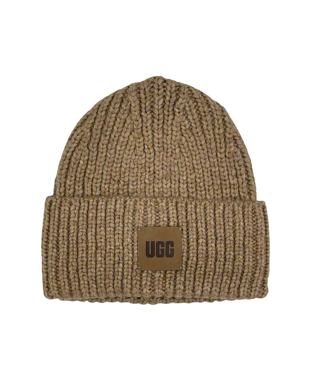 Berretto beanie costine camel