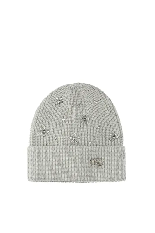 Berretto con Strass e Perle / Grigio