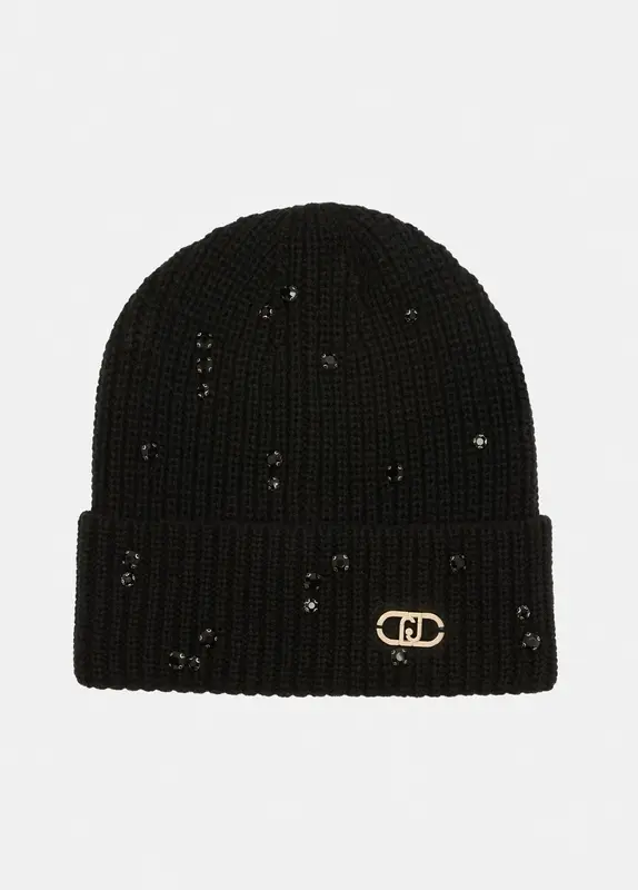 Berretto con Strass e Perle / Nero