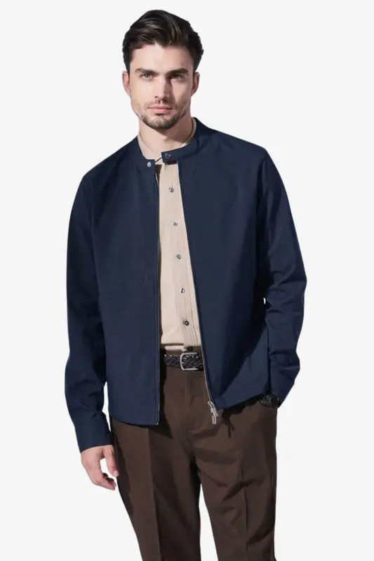 Biker in Misto Lana Sfoderato / Blu