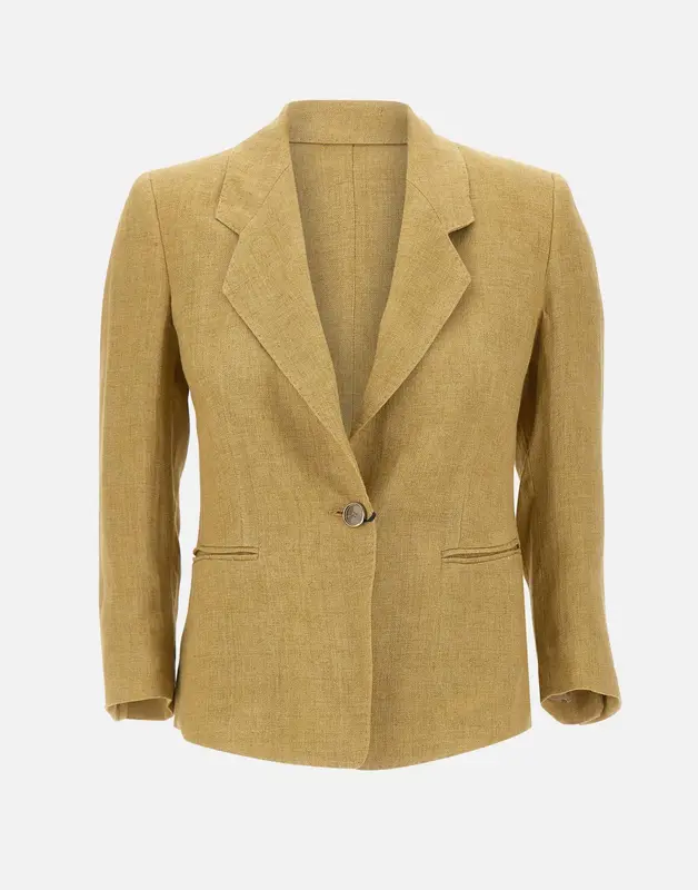 Blazer aderente in lino delavé