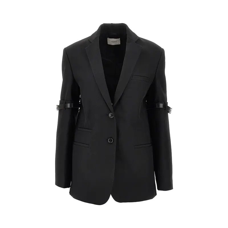 Blazer in gabardine con dettagli cintura