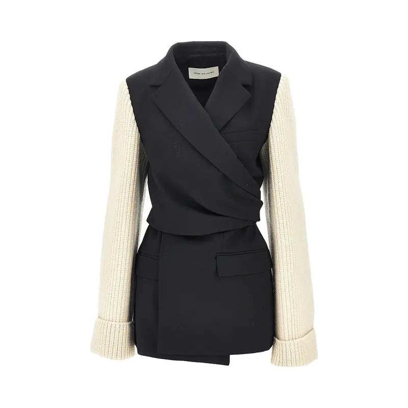 Blazer in lana con maniche in maglia