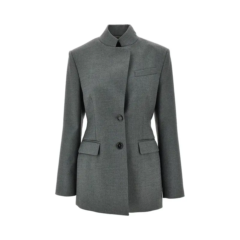 Blazer monopetto in flanella di misto lana