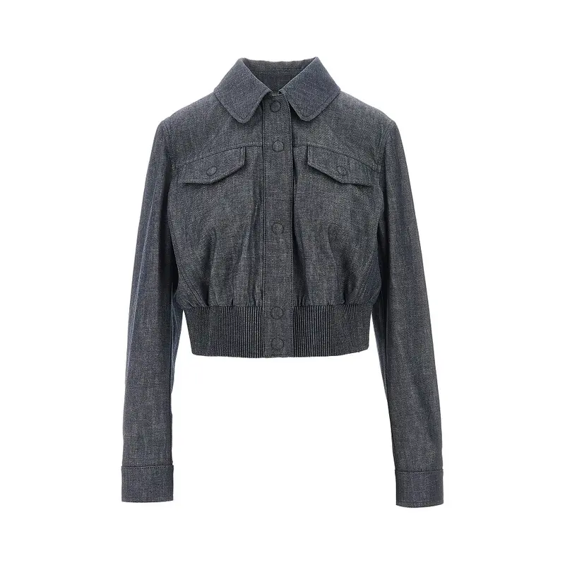 Blouson corto in denim chambray
