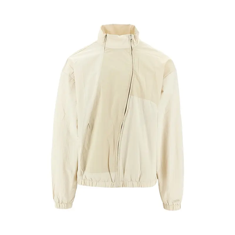 Blouson in nylon con zip incurvata